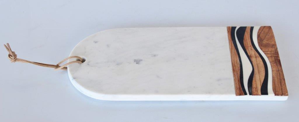 White Marble & Wood Chopping Board